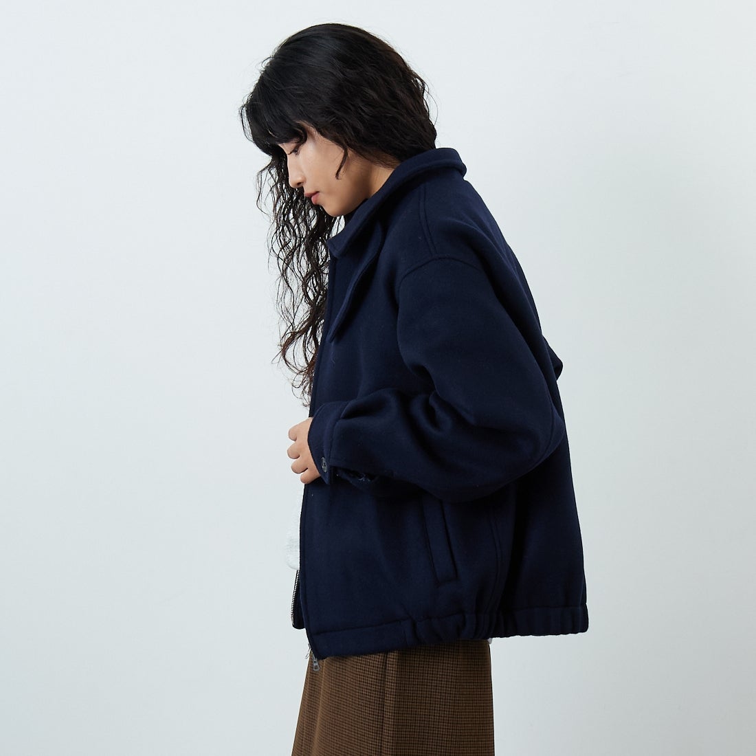 FIDELITY [フィデリティ] ダブルビーバーメルトン スイングトップ [C-24775023] 68 YANKEE &&モデル身長：162cm 着用サイズ：M&&