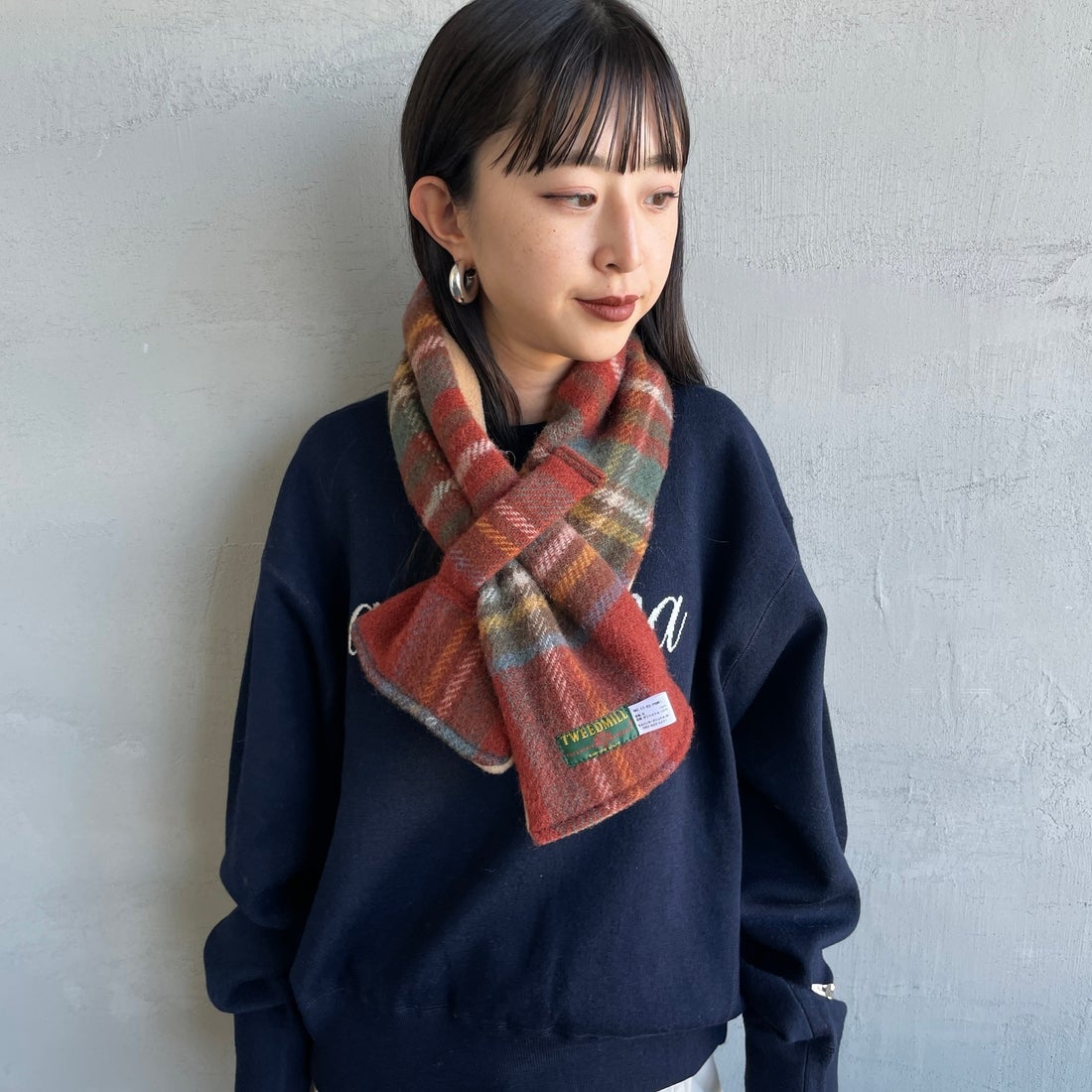 TWEED MILL [ツィードミル] 別注 チェック×フリース リバーシブル差し込みマフラー [17-93-PNWFL-JF] A ROYAL/CM
