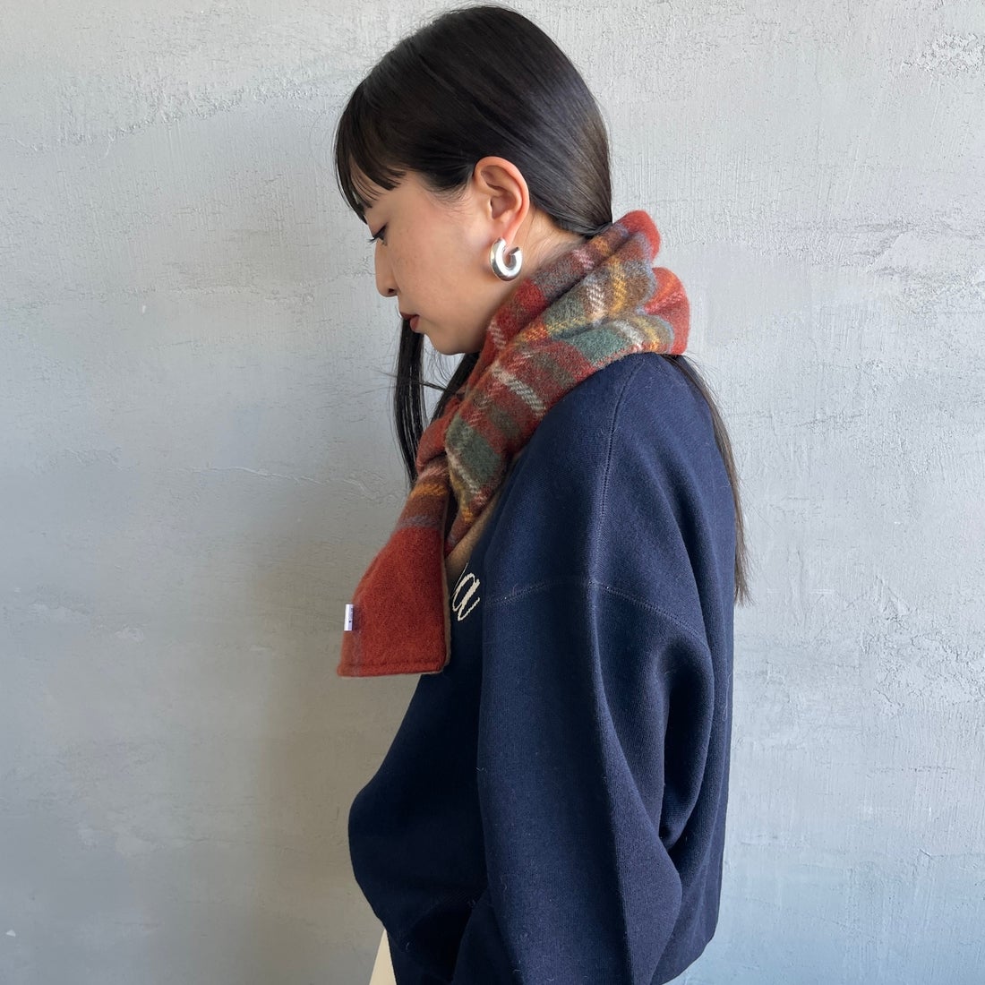 TWEED MILL [ツィードミル] 別注 チェック×フリース リバーシブル差し込みマフラー [17-93-PNWFL-JF] A ROYAL/CM