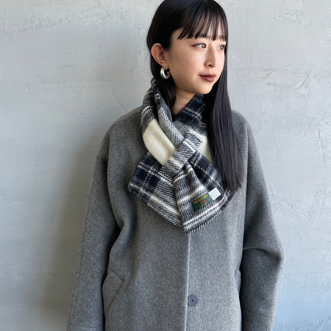 TWEED MILL [ツィードミル] 別注 チェック×フリース リバーシブル差し込みマフラー [17-93-PNWFL-JF] GY D ST/CH