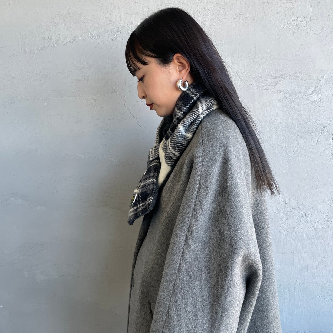 TWEED MILL [ツィードミル] 別注 チェック×フリース リバーシブル差し込みマフラー [17-93-PNWFL-JF] GY D ST/CH