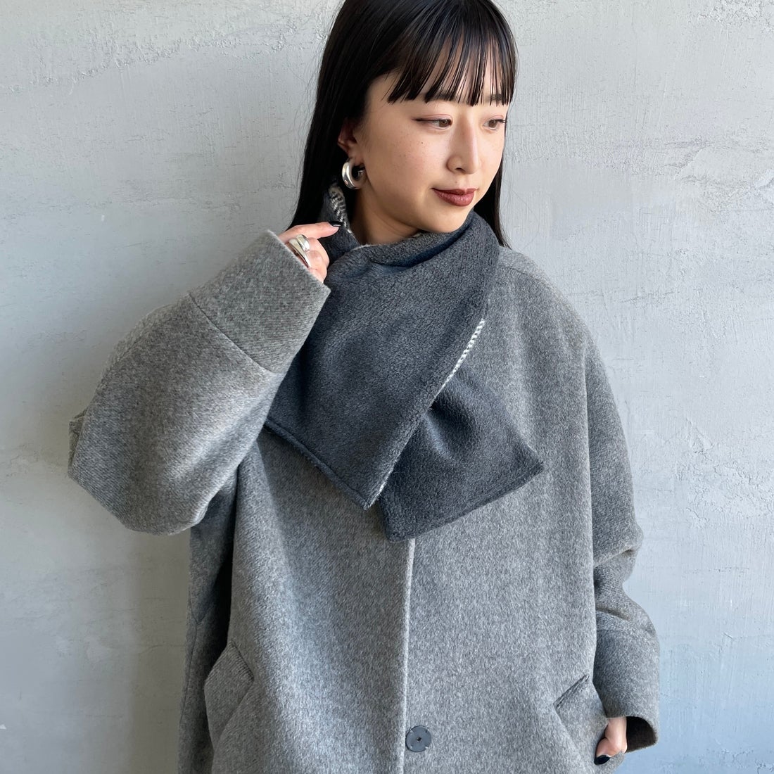 TWEED MILL [ツィードミル] 別注 チェック×フリース リバーシブル差し込みマフラー [17-93-PNWFL-JF] GY D ST/CH