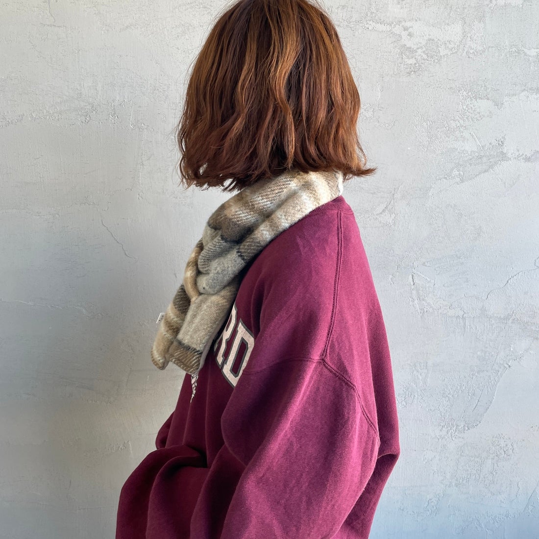 TWEED MILL [ツィードミル] 別注 チェック×フリース リバーシブル差し込みマフラー [17-93-PNWFL-JF] GREY DRESS