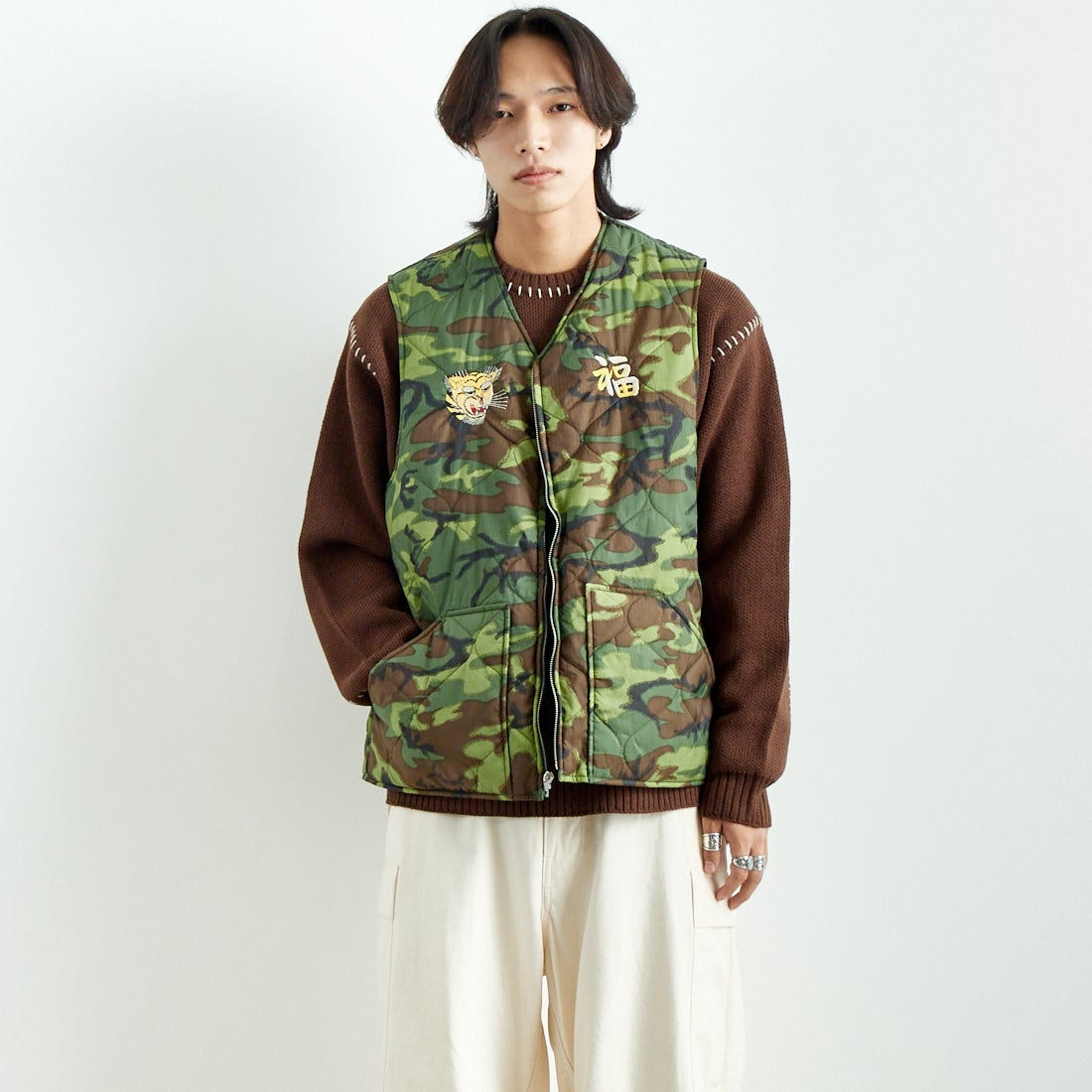 TAILOR TOYO [テーラートウヨウ] ベトナムライナーベスト [TT15549] 198 CAMO &&モデル身長：179cm 着用サイズ：XXL&&