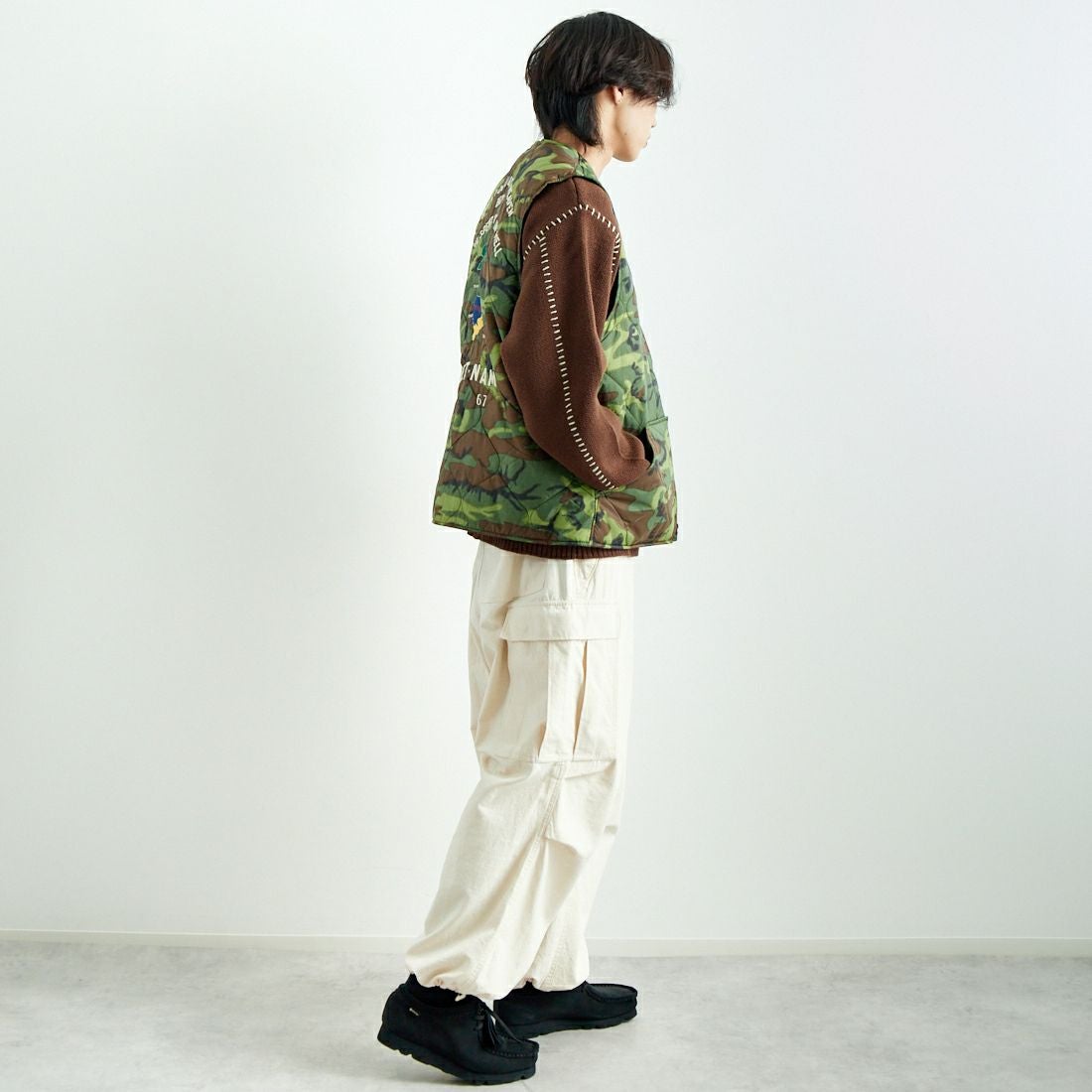 TAILOR TOYO [テーラートウヨウ] ベトナムライナーベスト [TT15549] 198 CAMO &&モデル身長：179cm 着用サイズ：XXL&&
