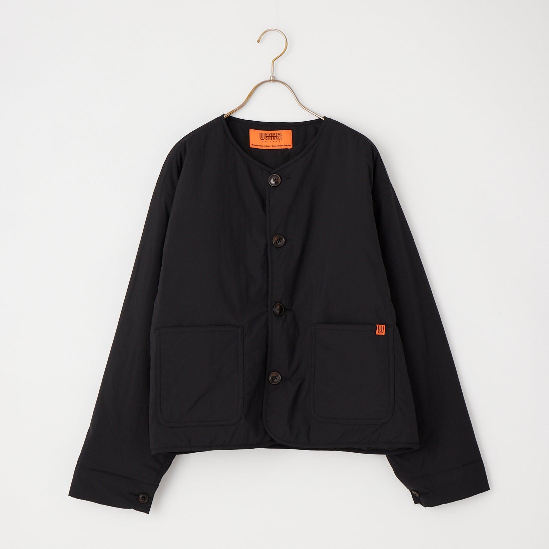 UNIVERSAL OVERALL [ユニバーサルオーバーオール] 別注 中綿入りカラーレスジャケット [U2432452IN-JF] BLACK