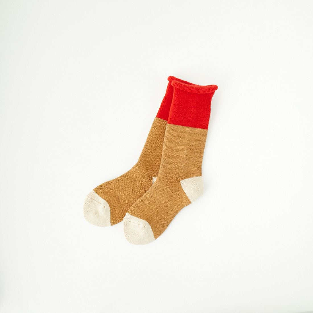 ROTOTO [ロトト] チャンキーパイルブーツソックス [R1572] RED/CAMEL