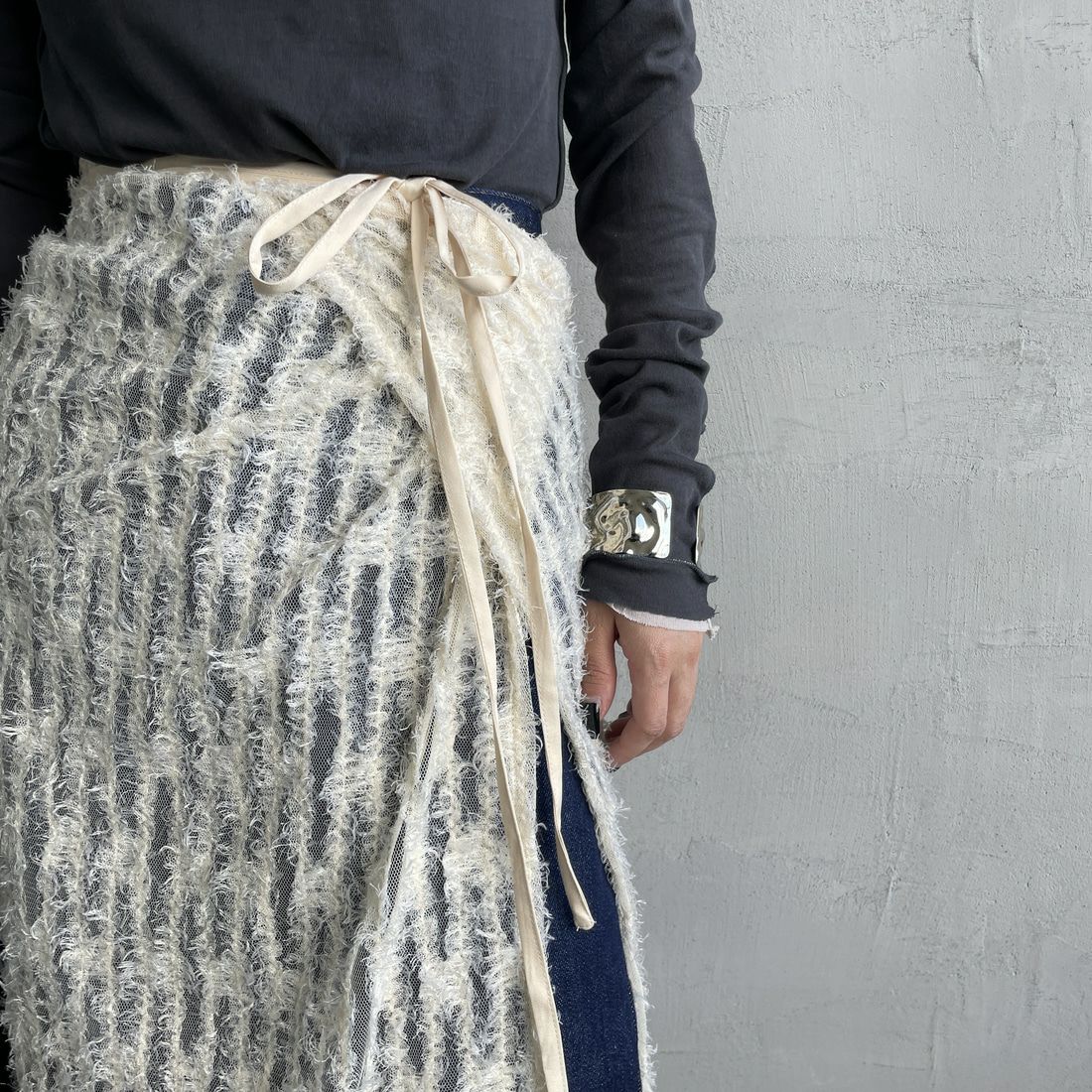 By/m [バイエム] マルチWAY チュールフェザーシアーラップスカート [B24142017] 21 IVORY