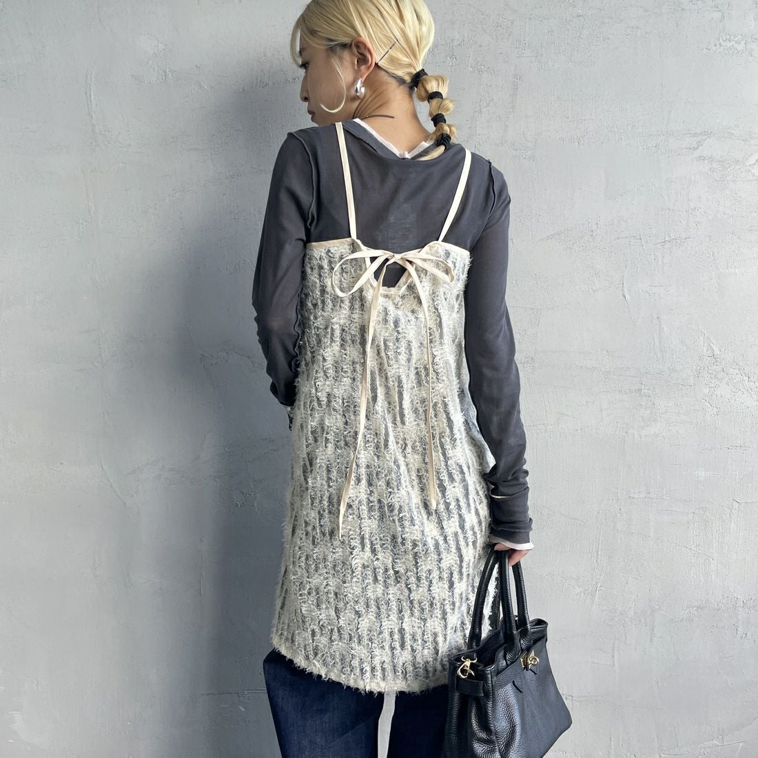 By/m [バイエム] マルチWAY チュールフェザーシアーラップスカート [B24142017] 21 IVORY&&モデル身長：150cm 着用サイズ：F&&