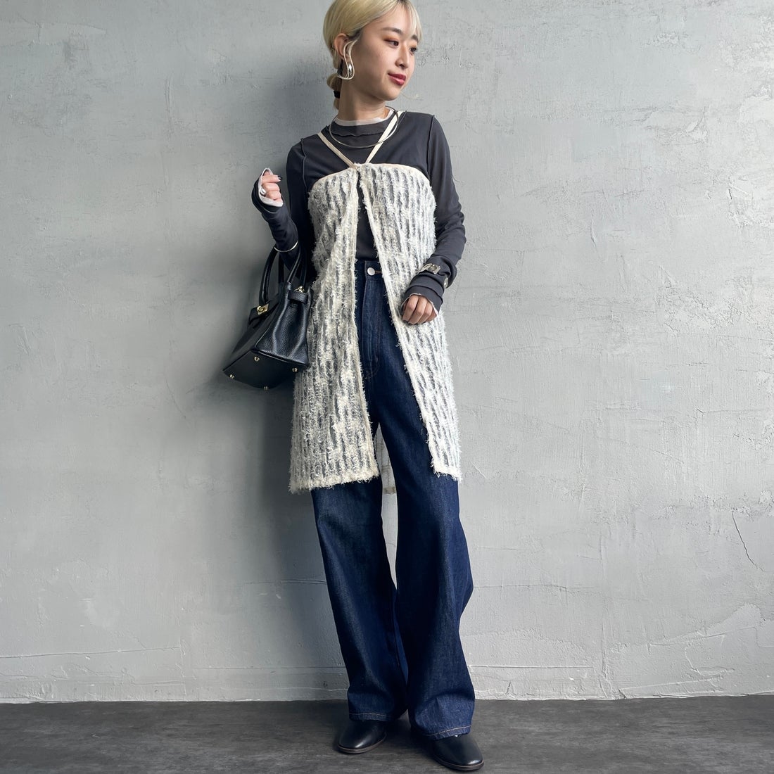 By/m [バイエム] マルチWAY チュールフェザーシアーラップスカート [B24142017] 21 IVORY&&モデル身長：150cm 着用サイズ：F&&