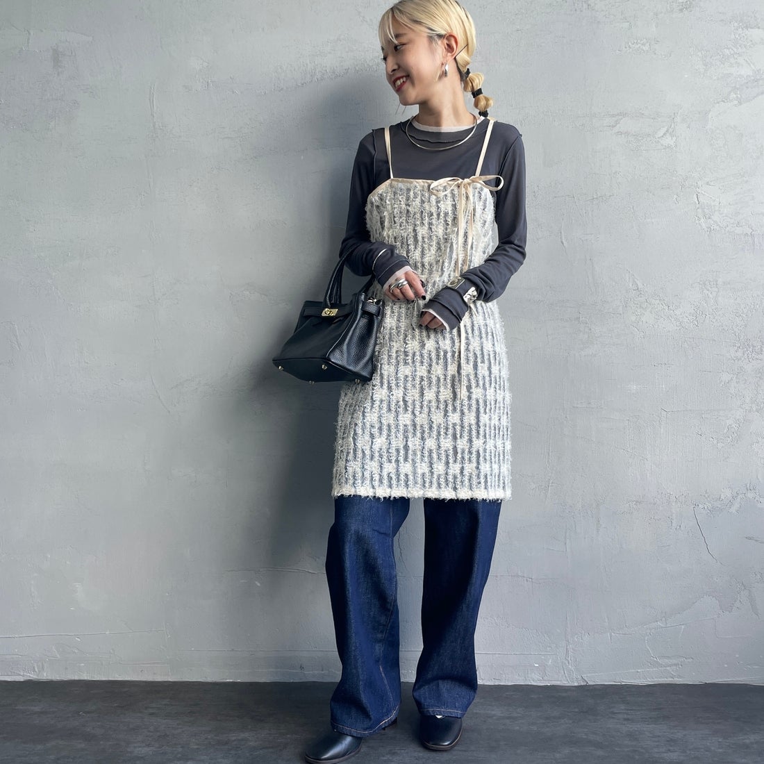 By/m [バイエム] マルチWAY チュールフェザーシアーラップスカート [B24142017] 21 IVORY&&モデル身長：150cm 着用サイズ：F&&