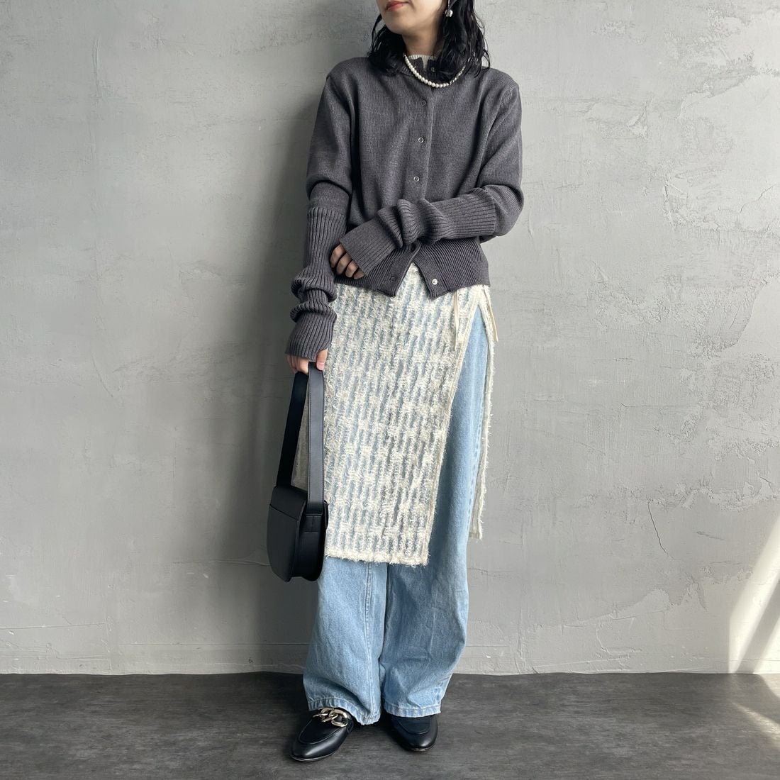 By/m [バイエム] マルチWAY チュールフェザーシアーラップスカート [B24142017] 21 IVORY&&モデル身長：160cm 着用サイズ：F&&