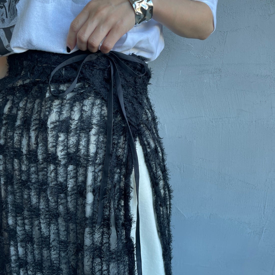 By/m [バイエム] マルチWAY チュールフェザーシアーラップスカート [B24142017] 09 BLACK