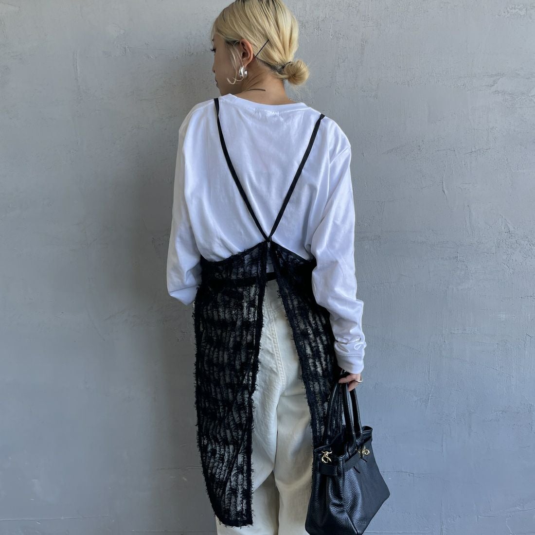 By/m [バイエム] マルチWAY チュールフェザーシアーラップスカート [B24142017] 09 BLACK&&モデル身長：150cm 着用サイズ：F&&