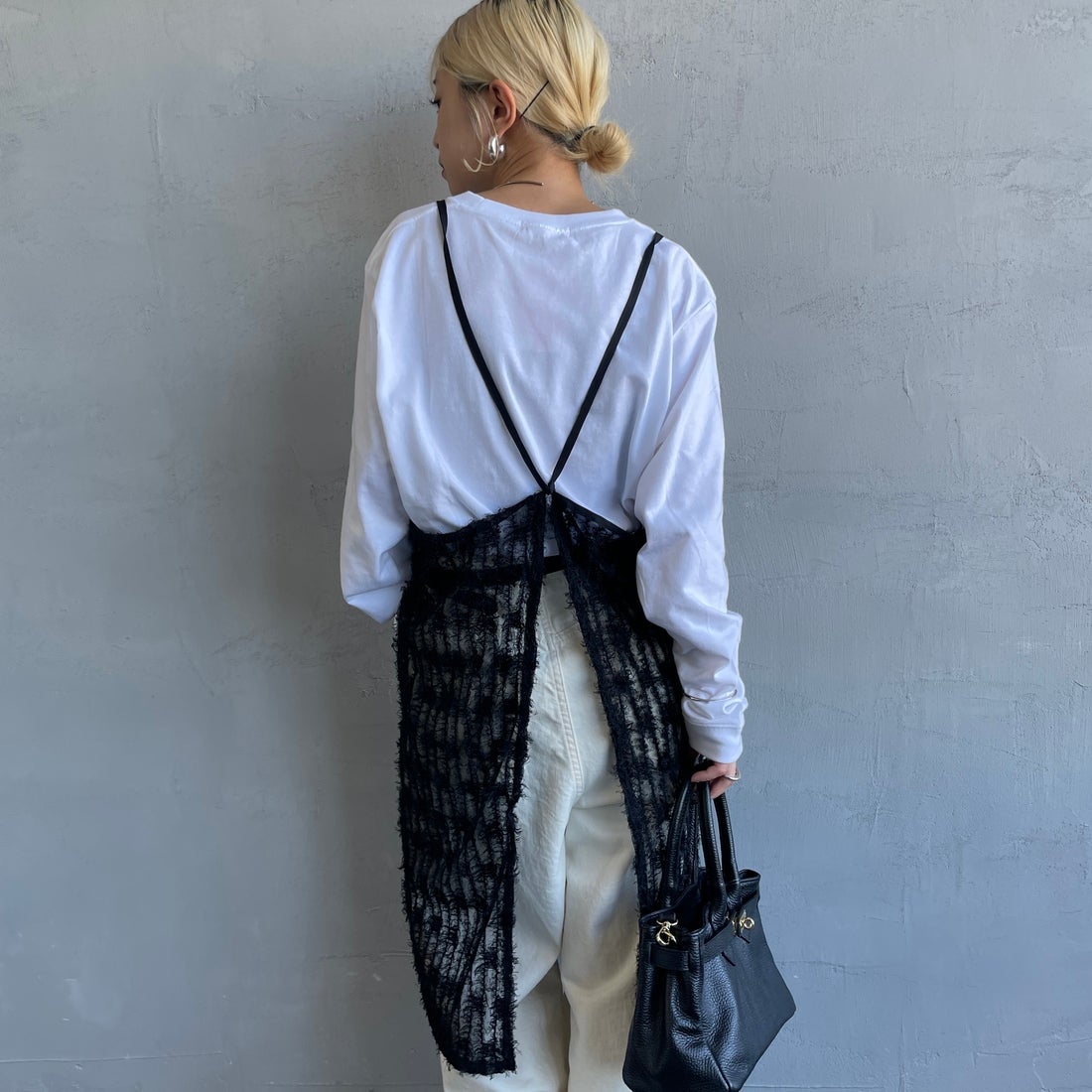 By/m [バイエム] マルチWAY チュールフェザーシアーラップスカート [B24142017] 09 BLACK&&モデル身長：150cm 着用サイズ：F&&