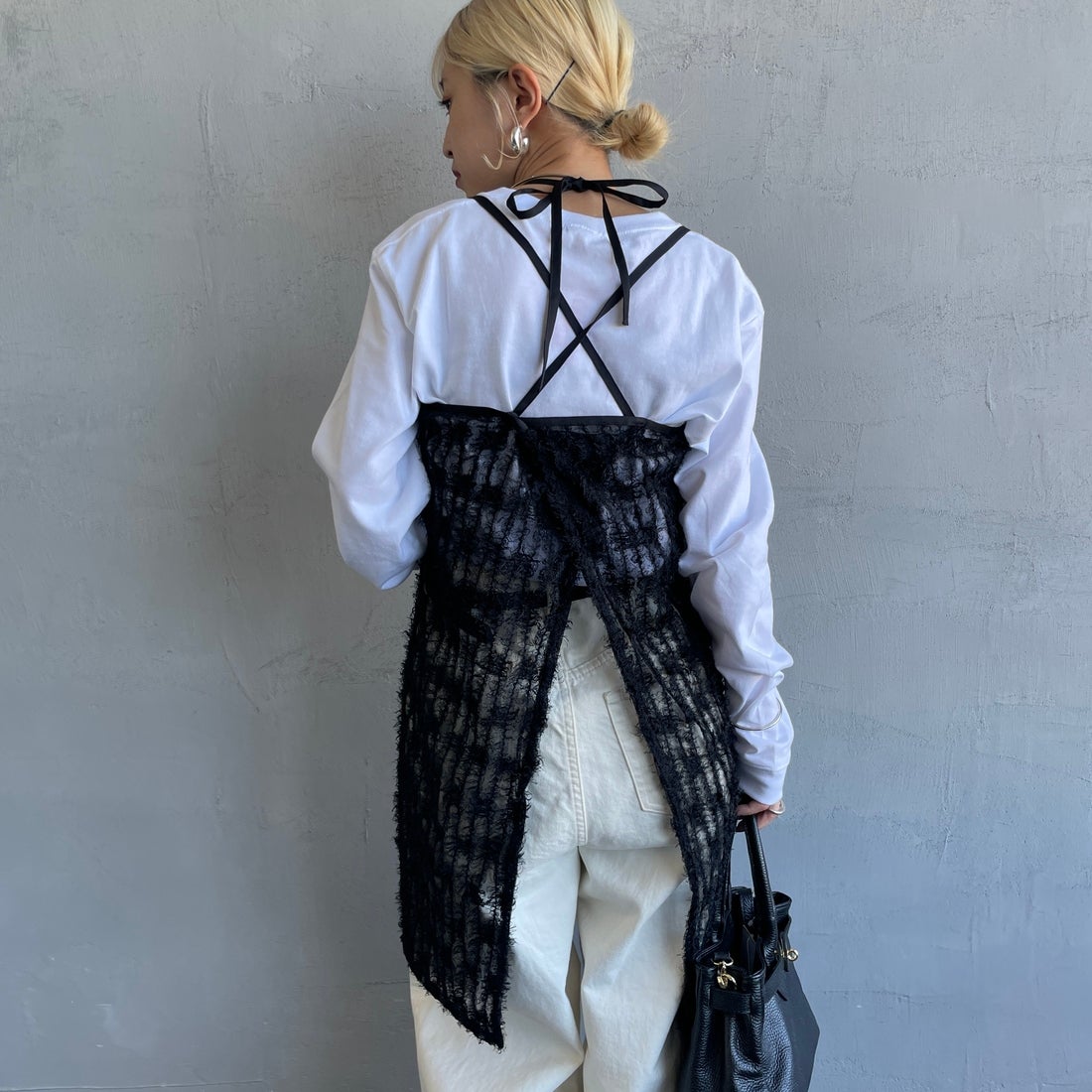 By/m [バイエム] マルチWAY チュールフェザーシアーラップスカート [B24142017] 09 BLACK&&モデル身長：150cm 着用サイズ：F&&