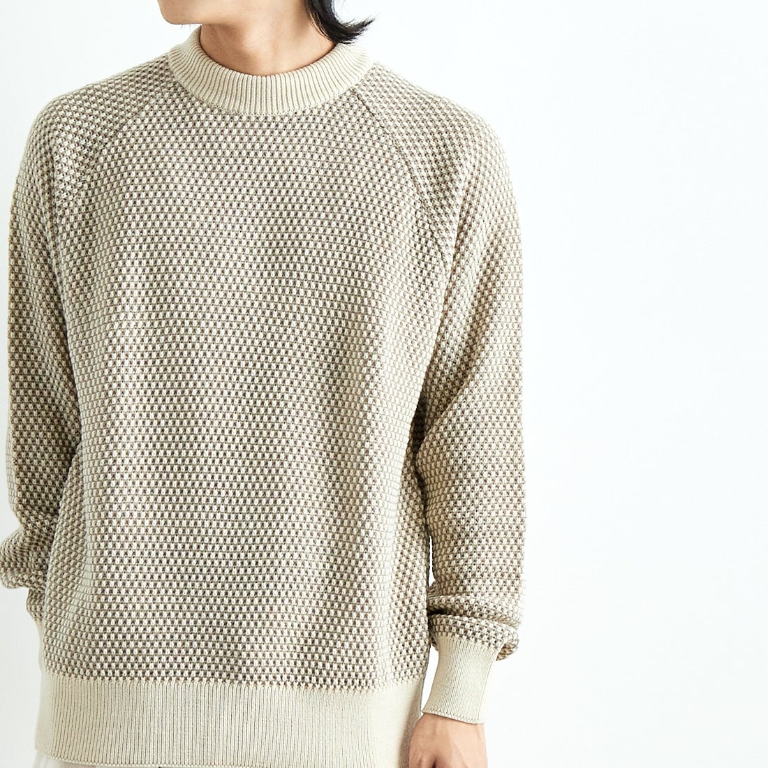 gim × JEANSFACTORY [ジム × ジーンズファクトリー] ウォッシャブルポップコーン編みクルーネックニット [24527589] 303 ｴｸﾘｭ