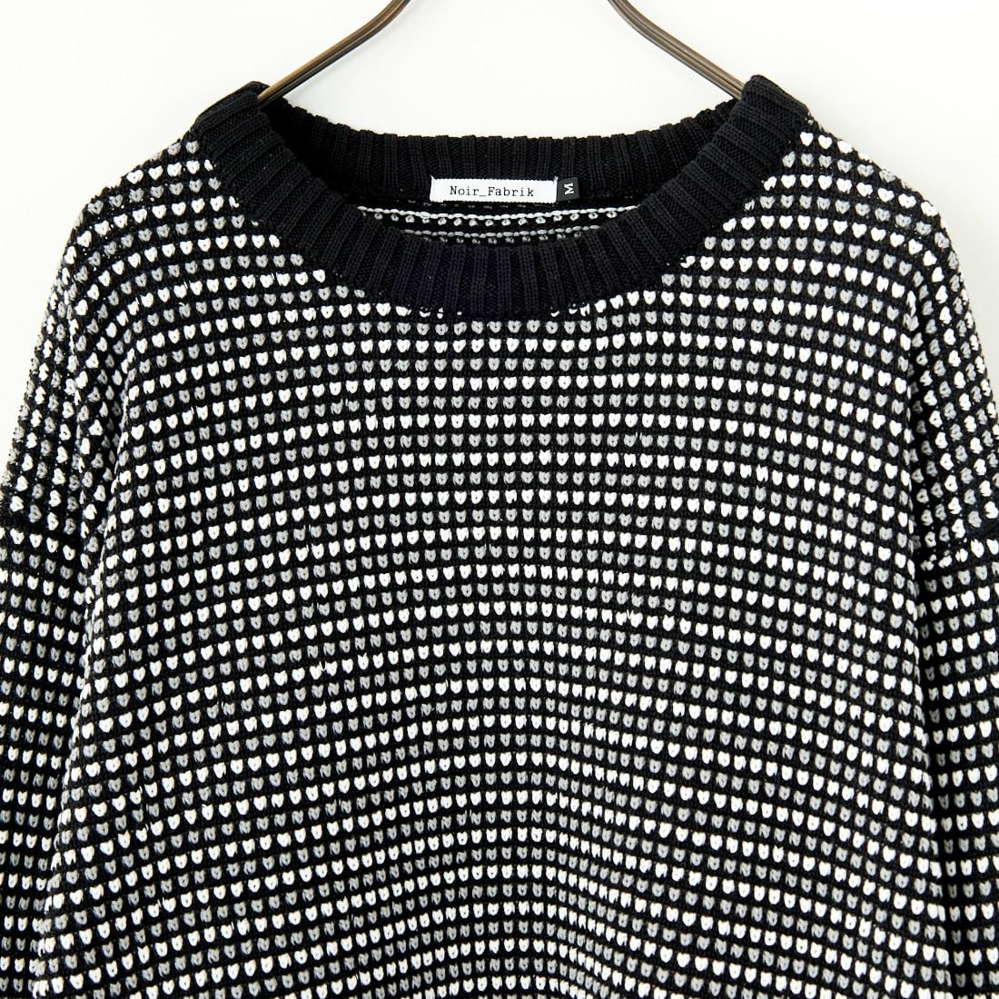 Noir Fabrik [ヌワールファブリック] ポップコーン編み クルーネックニット [NF-244-093] BLK