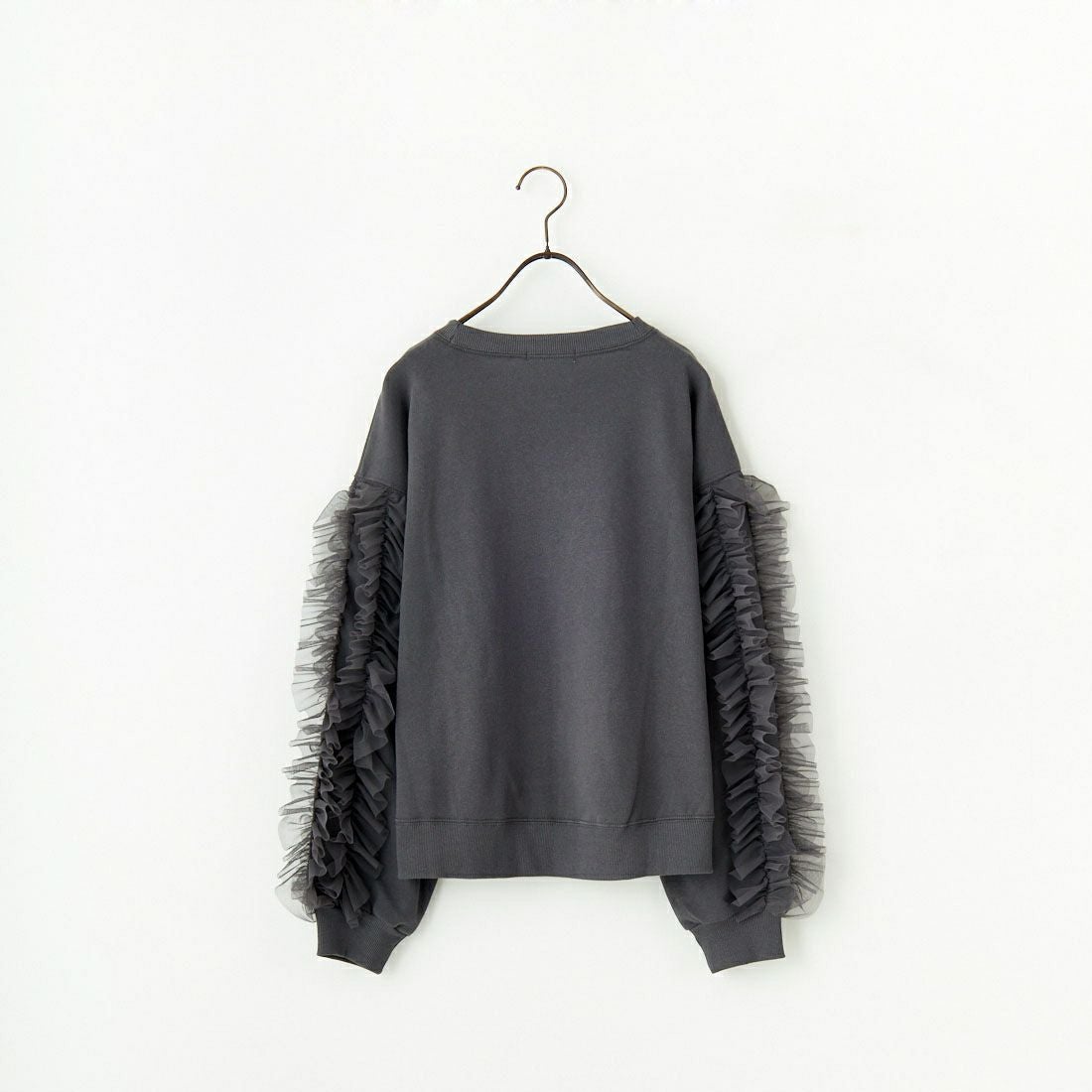 By/m [バイエム] 袖チュールフリルデザイン プルオーバースウェット [B24132079] 08 CHARCOA