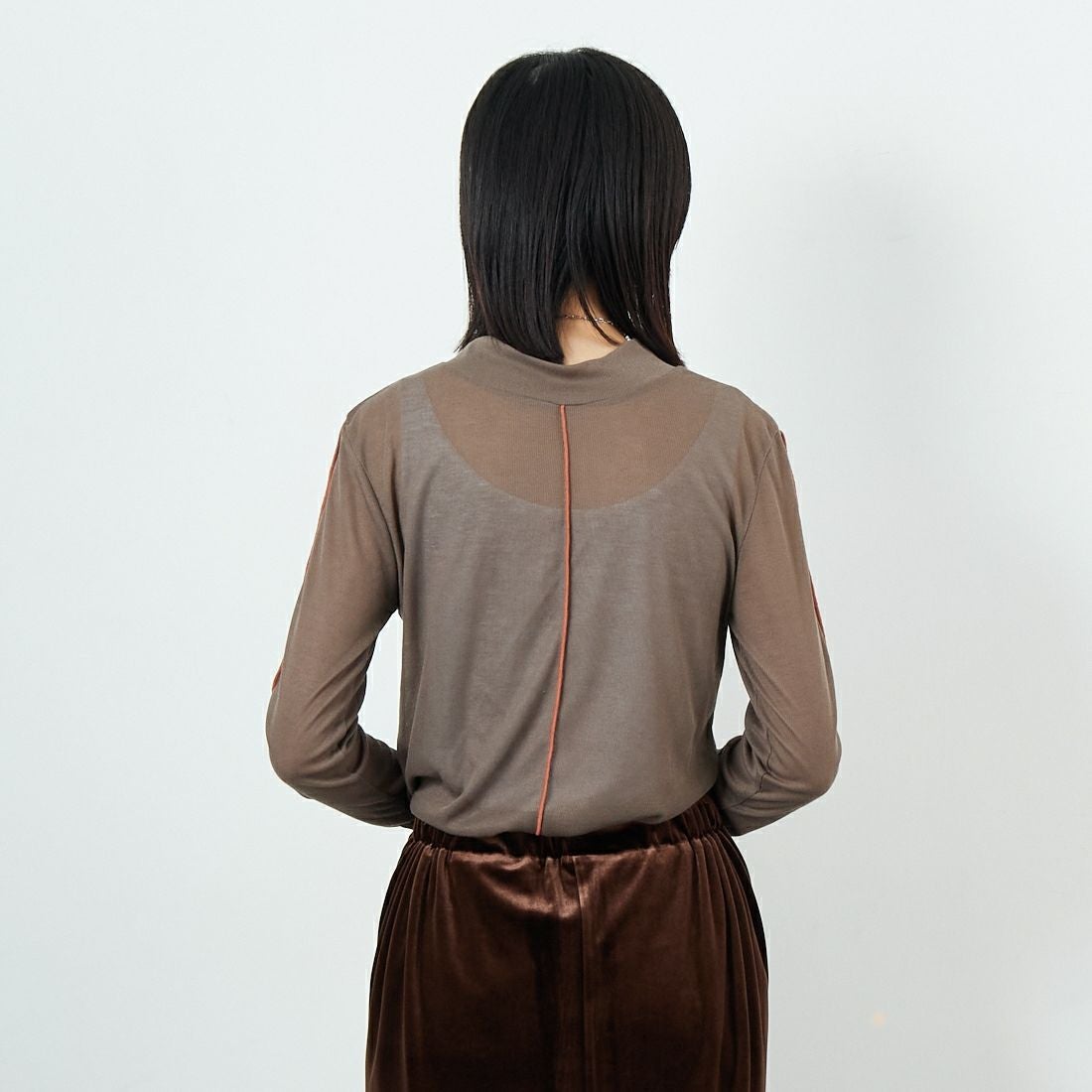 Jf Ready Made [ジェイエフレディメイド] 2WAY配色ラインインナー [999-22108] ﾌﾞﾗｳﾝ/ﾃﾗｺｯ &&モデル身長：162cm 着用サイズ：F&&