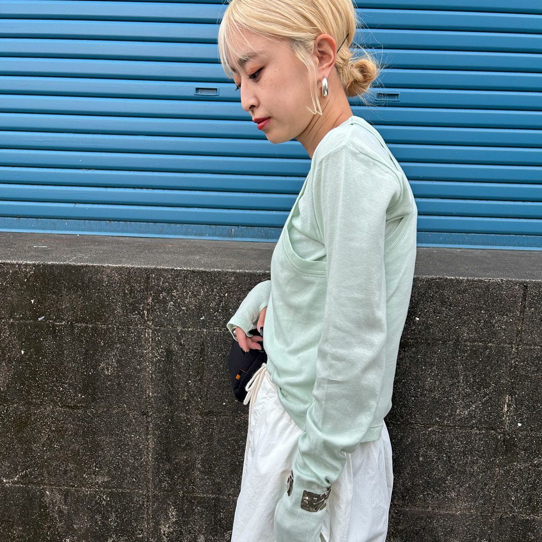 Robert P.Miller [ロバートピーミラー] 別注 2ピース タンクトップレイヤードシアーカットソー [RM251-1151IN-JF] MELON &&モデル身長：150cm 着用サイズ：F&&