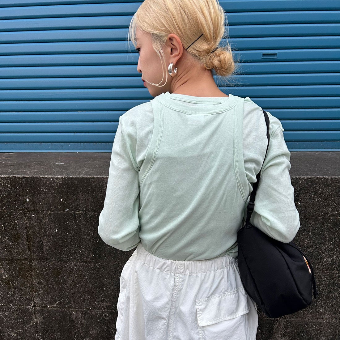 Robert P.Miller [ロバートピーミラー] 別注 2ピース タンクトップレイヤードシアーカットソー [RM251-1151IN-JF] MELON &&モデル身長：150cm 着用サイズ：F&&