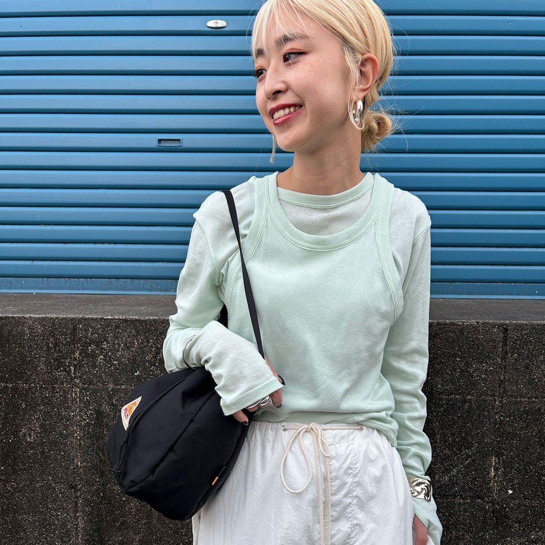 Robert P.Miller [ロバートピーミラー] 別注 2ピース タンクトップレイヤードシアーカットソー [RM251-1151IN-JF] MELON &&モデル身長：150cm 着用サイズ：F&&