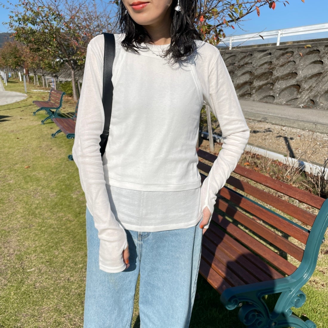 Robert P.Miller [ロバートピーミラー] 別注 2ピース タンクトップレイヤードシアーカットソー [RM251-1151IN-JF] OFF WHITE &&モデル身長：160cm 着用サイズ：F&&