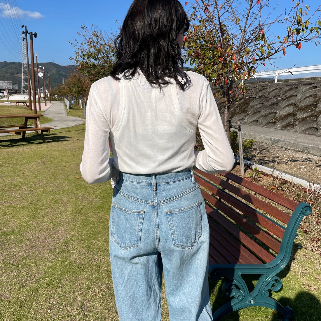 Robert P.Miller [ロバートピーミラー] 別注 2ピース タンクトップレイヤードシアーカットソー [RM251-1151IN-JF] OFF WHITE &&モデル身長：160cm 着用サイズ：F&&