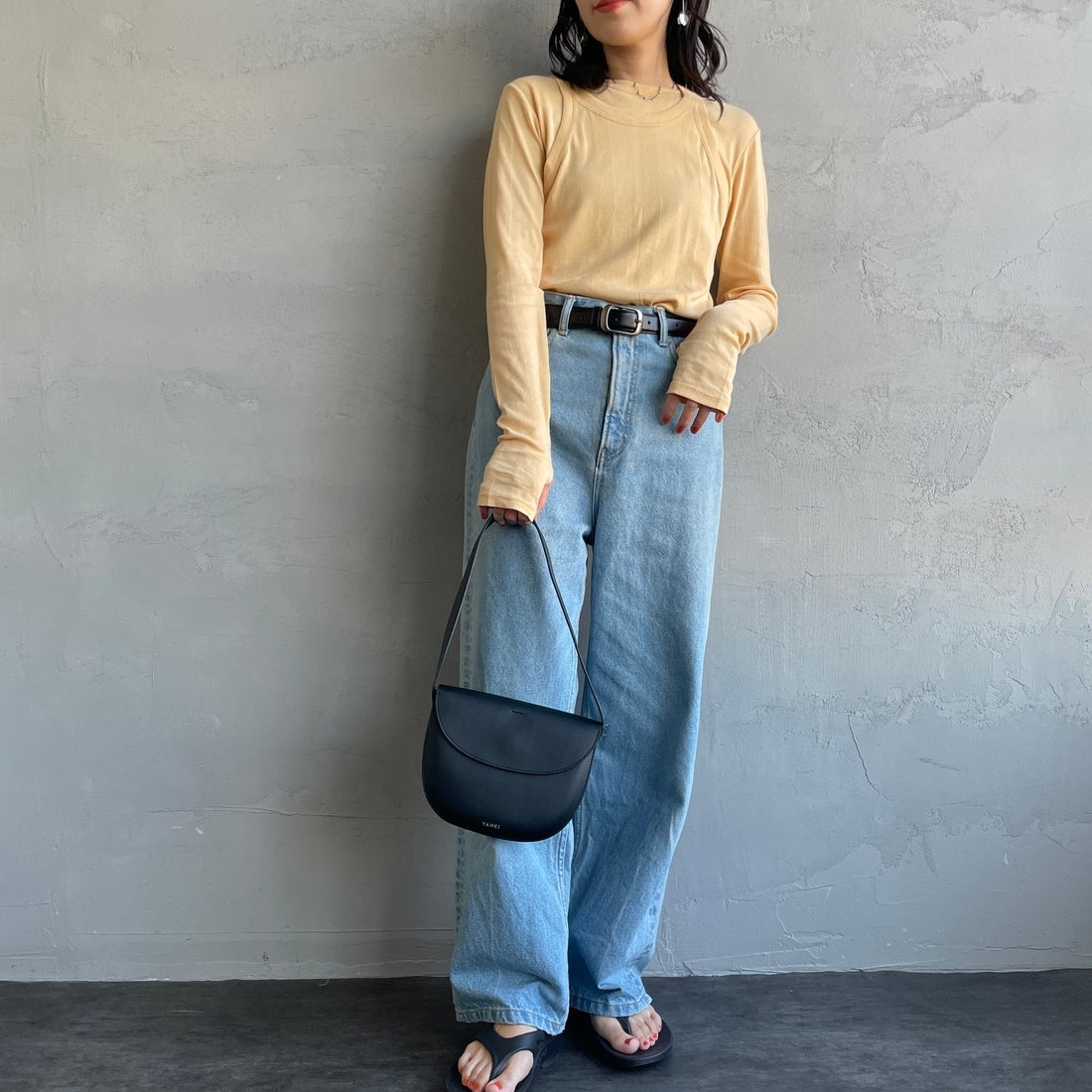 Robert P.Miller [ロバートピーミラー] 別注 2ピース タンクトップレイヤードシアーカットソー [RM251-1151IN-JF] APRICOT &&モデル身長：160cm 着用サイズ：F&&