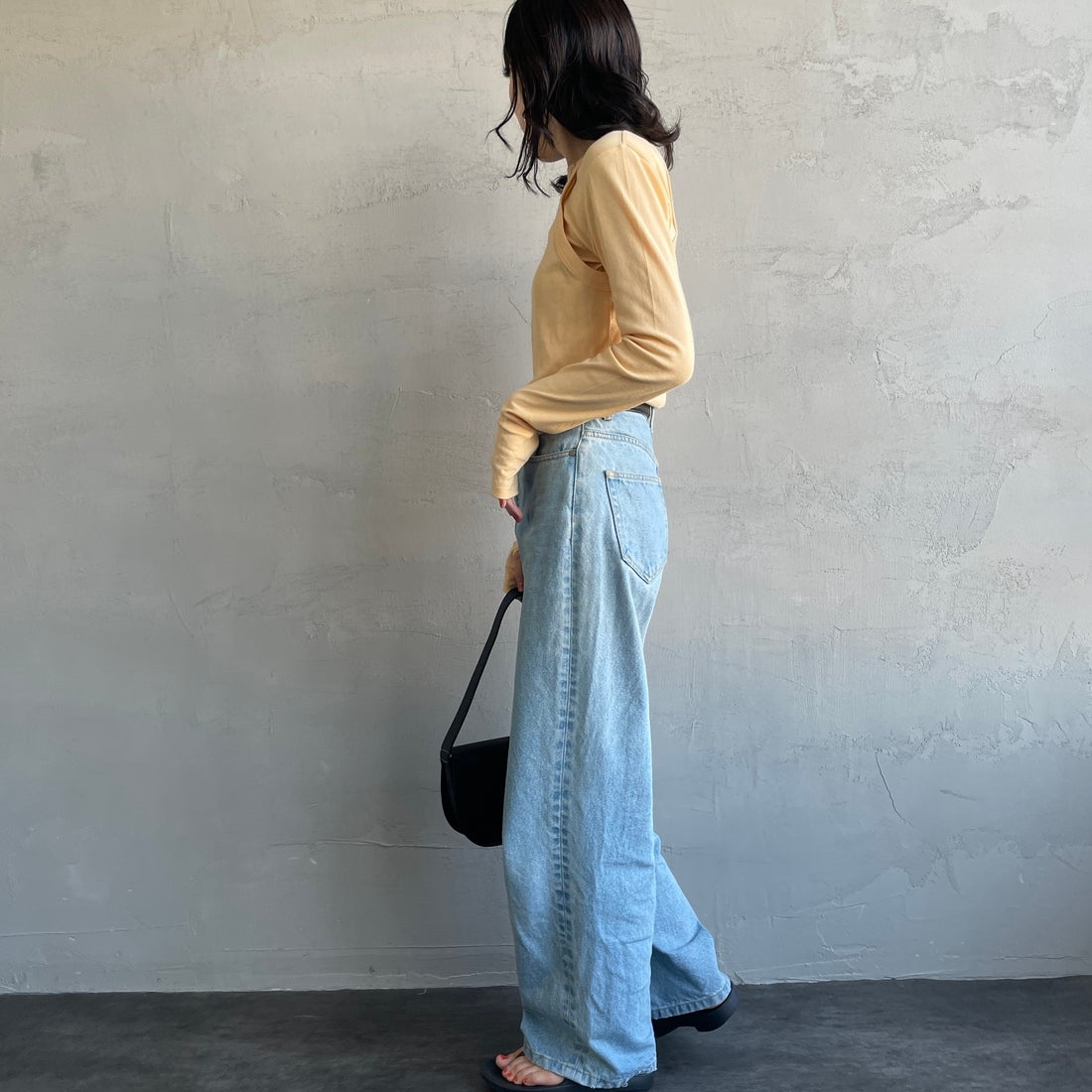 Robert P.Miller [ロバートピーミラー] 別注 2ピース タンクトップレイヤードシアーカットソー [RM251-1151IN-JF] APRICOT &&モデル身長：160cm 着用サイズ：F&&