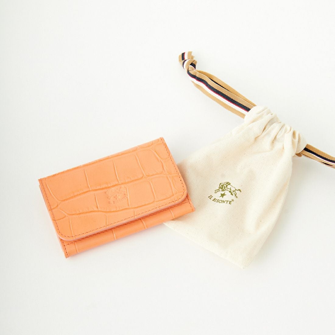 IL BISONTE [イルビゾンテ] クロコ エンボスドレザーカードケース [5402305593] 62 SALMONE