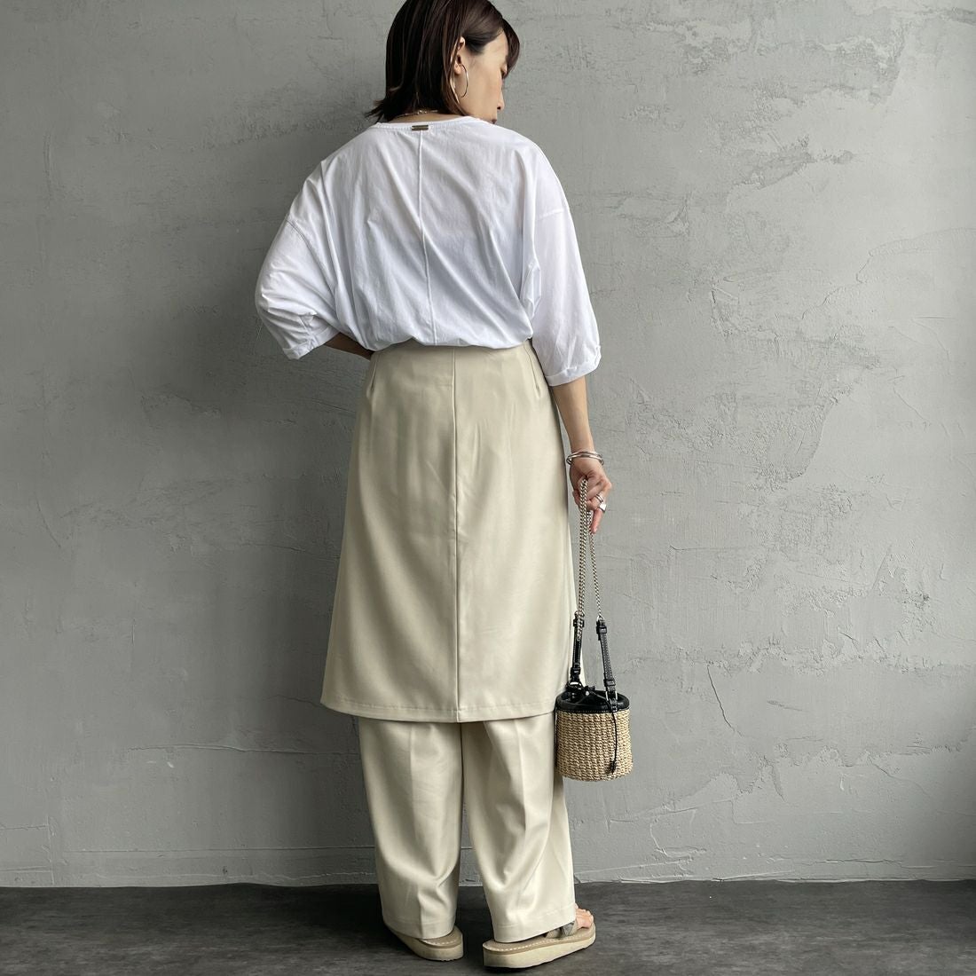 nenom [ネノム] 2WAY ラップスカートレイヤードタックワイドパンツ