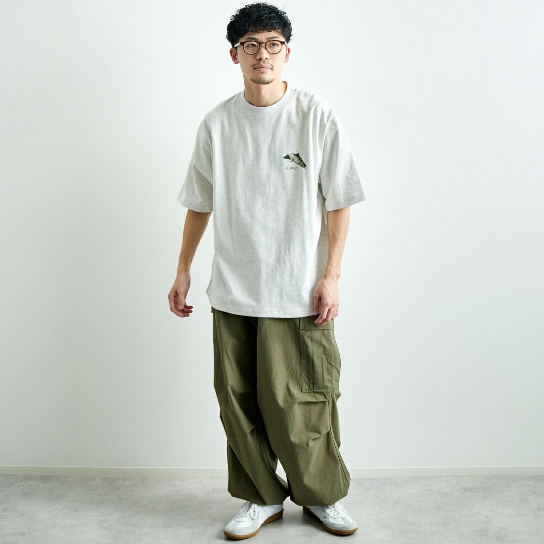 L.L.BEAN [エルエルビーン] 1980s カタログトラウトTシャツ [5275-0040] 19 BIRCH &&モデル身長：168cm 着用サイズ：L&&