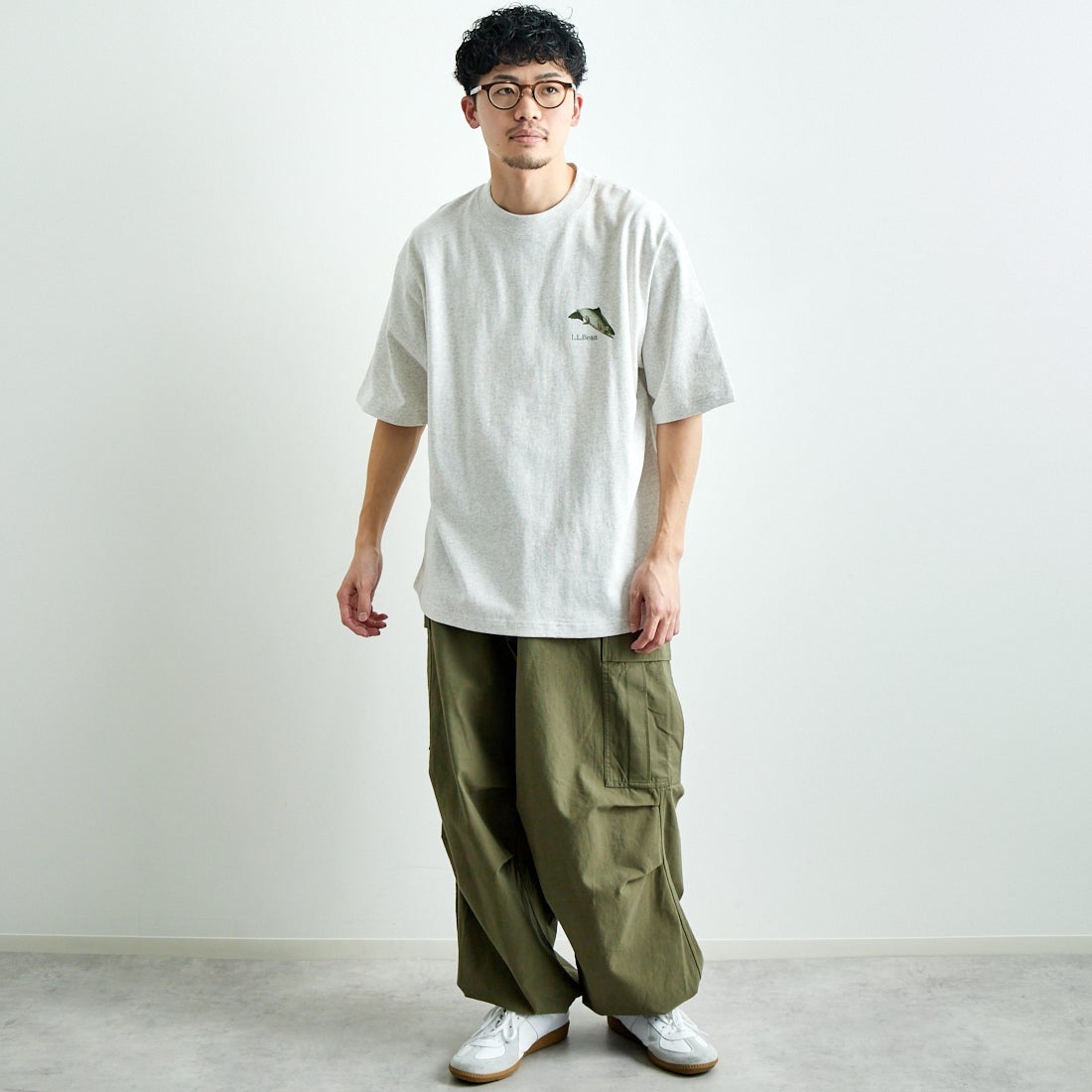 L.L.BEAN [エルエルビーン] 1980s カタログトラウトTシャツ [5275-0040] 19 BIRCH &&モデル身長：168cm 着用サイズ：L&&