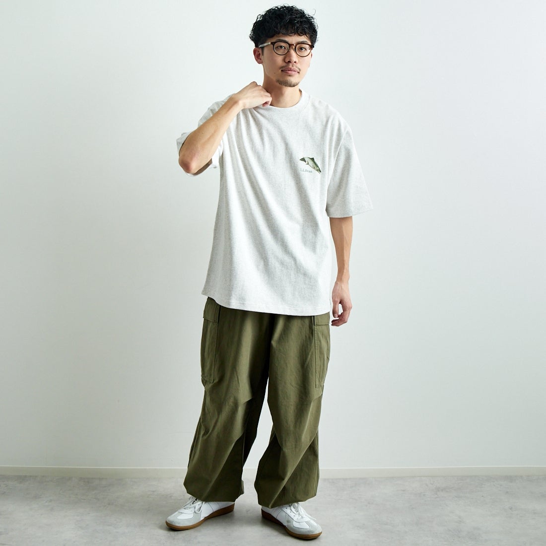 L.L.BEAN [エルエルビーン] 1980s カタログトラウトTシャツ [5275-0040] 19 BIRCH &&モデル身長：168cm 着用サイズ：L&&