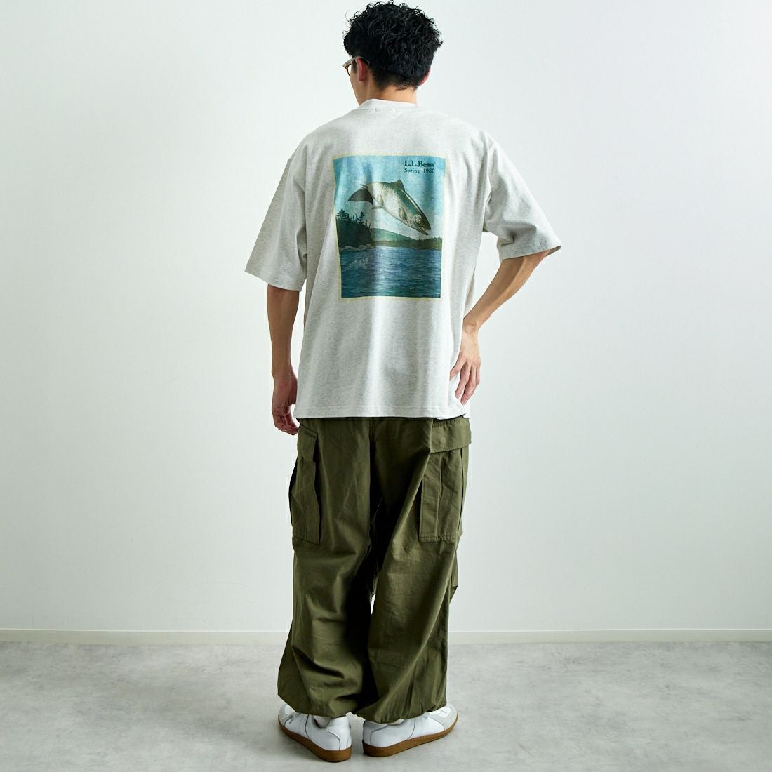 L.L.BEAN [エルエルビーン] 1980s カタログトラウトTシャツ [5275-0040] 19 BIRCH &&モデル身長：168cm 着用サイズ：L&&