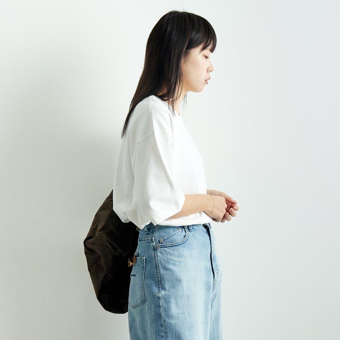 L.L.BEAN [エルエルビーン] Union ショートスリーブTシャツ [5275-0038] 09 WHITE &&モデル身長：167cm 着用サイズ：S&&