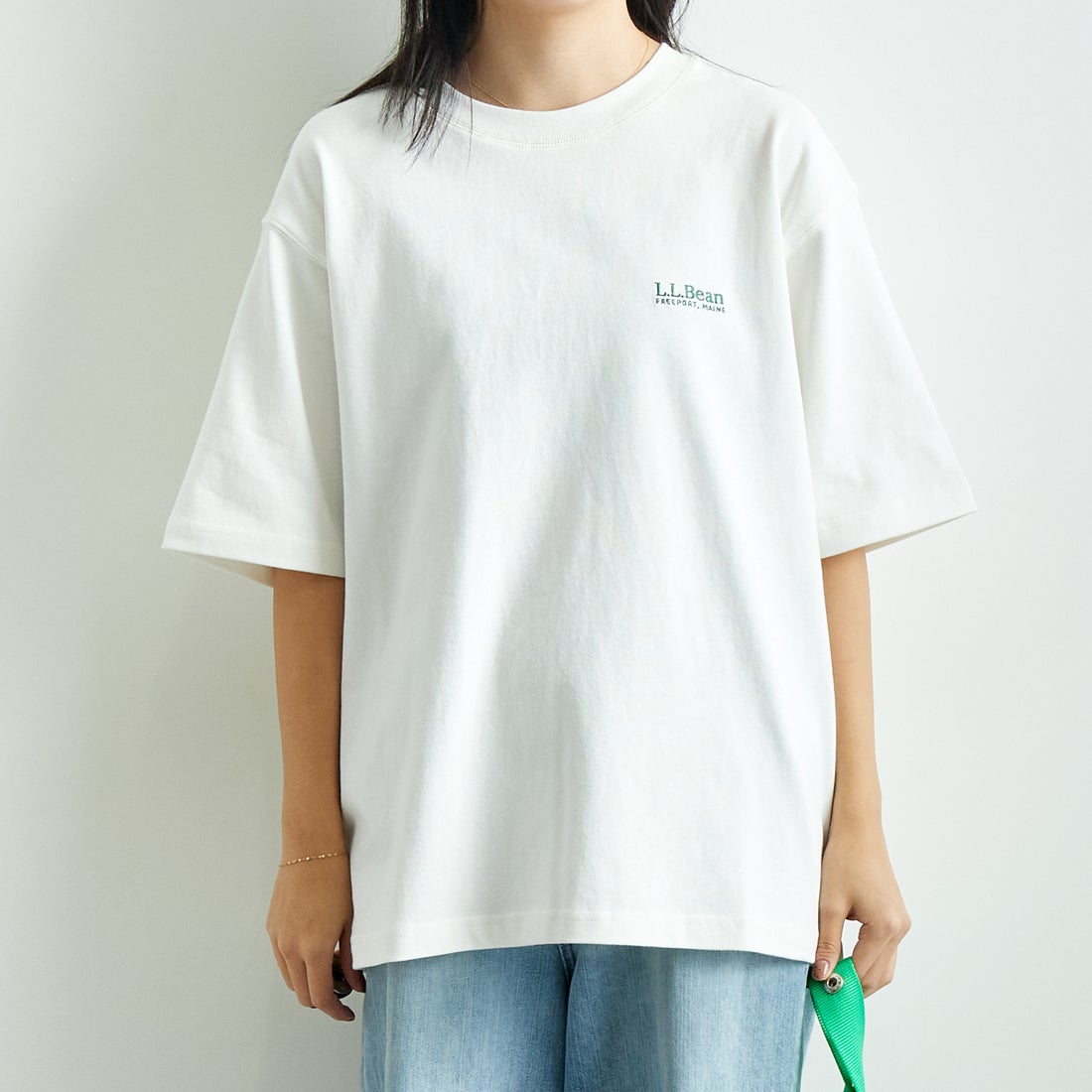 L.L.BEAN [エルエルビーン] Union ショートスリーブTシャツ [5275-0038] 09 WHITE &&モデル身長：167cm 着用サイズ：S&&
