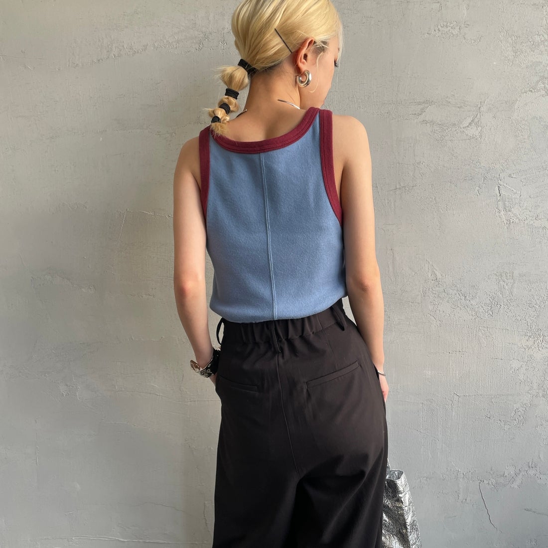 Noir Fabrik [ヌワールファブリック] コットンフライス アメリカンスリーブタンクトップ [IN-01-25SS] ｻｯｸｽ/ﾎﾞﾙﾄﾞ &&モデル身長：150cm 着用サイズ：1&&