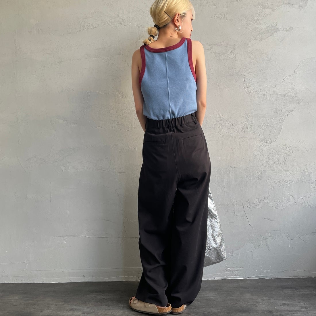 Noir Fabrik [ヌワールファブリック] コットンフライス アメリカンスリーブタンクトップ [IN-01-25SS] ｻｯｸｽ/ﾎﾞﾙﾄﾞ &&モデル身長：150cm 着用サイズ：1&&