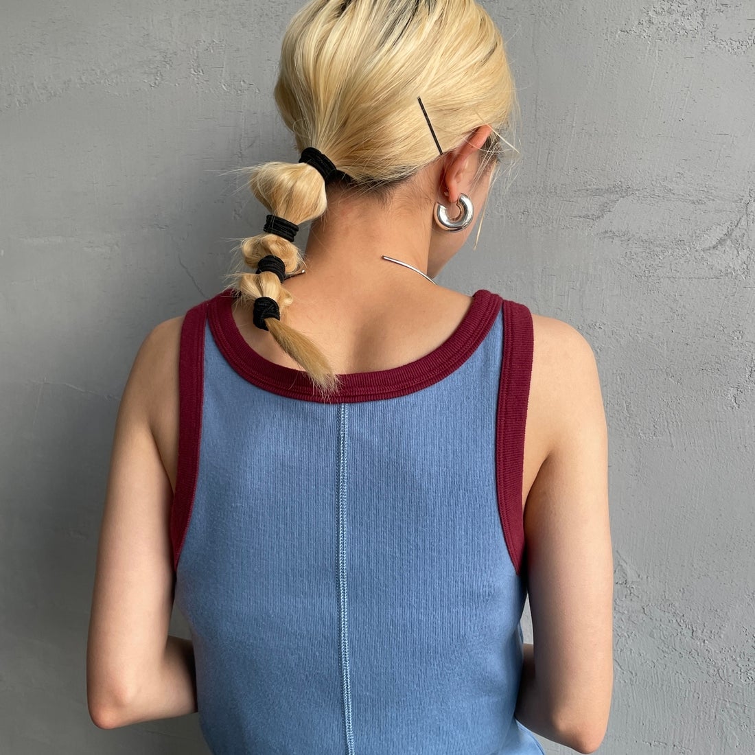 Noir Fabrik [ヌワールファブリック] コットンフライス アメリカンスリーブタンクトップ [IN-01-25SS] ｻｯｸｽ/ﾎﾞﾙﾄﾞ &&モデル身長：150cm 着用サイズ：1&&