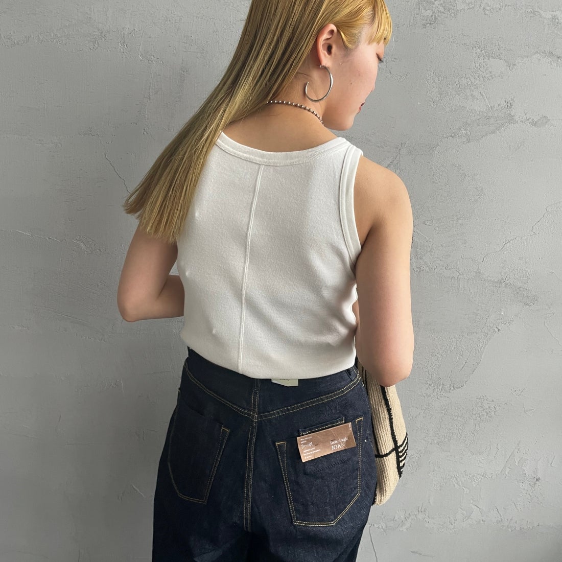 Noir Fabrik [ヌワールファブリック] コットンフライス アメリカンスリーブタンクトップ [IN-01-25SS] ｵﾌ &&モデル身長：156cm 着用サイズ：0&&