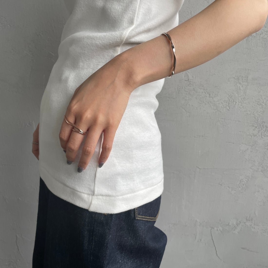 Noir Fabrik [ヌワールファブリック] コットンフライス アメリカンスリーブタンクトップ [IN-01-25SS] ｵﾌ &&モデル身長：156cm 着用サイズ：0&&