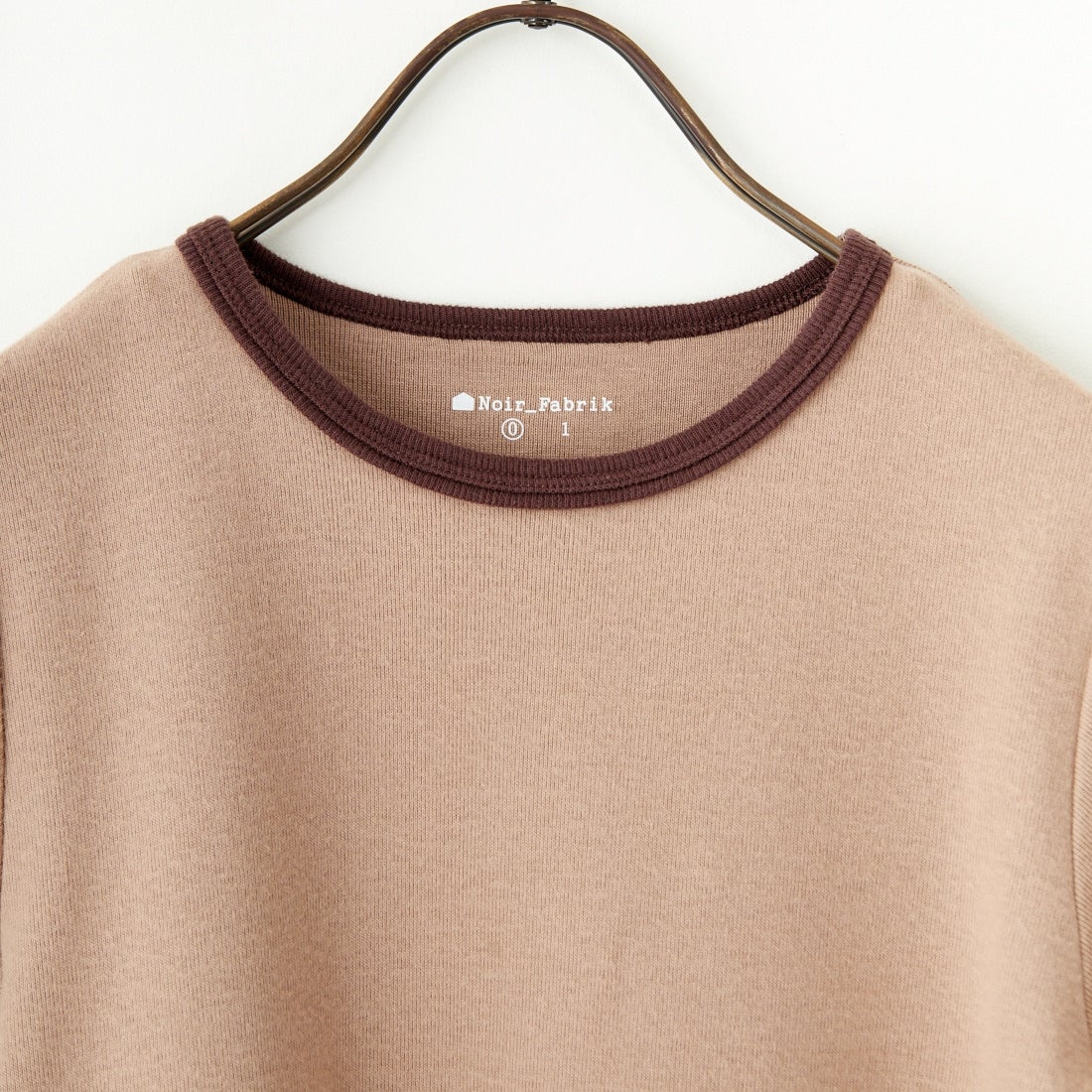 Noir Fabrik [ヌワールファブリック] コットンフライス クルーネックリンガーTシャツ [IN-02-25SS] ﾍﾞｰｼﾞｭ/ﾌﾞﾗ