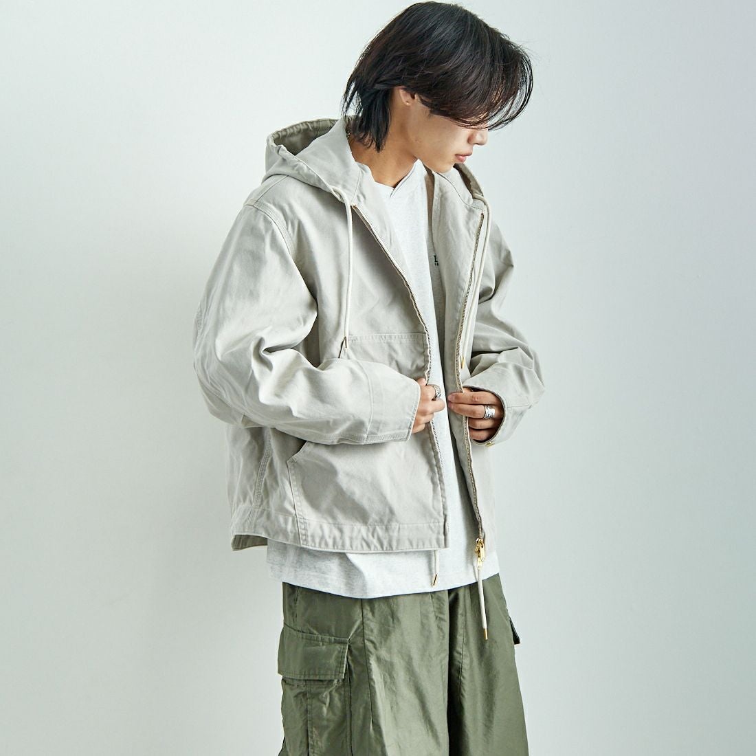 L.L.BEAN [エルエルビーン] Bean's プロスペクトハーバー フーディージャケット [5175-9046] 29 GREY &&モデル身長：179cm 着用サイズ：L&&