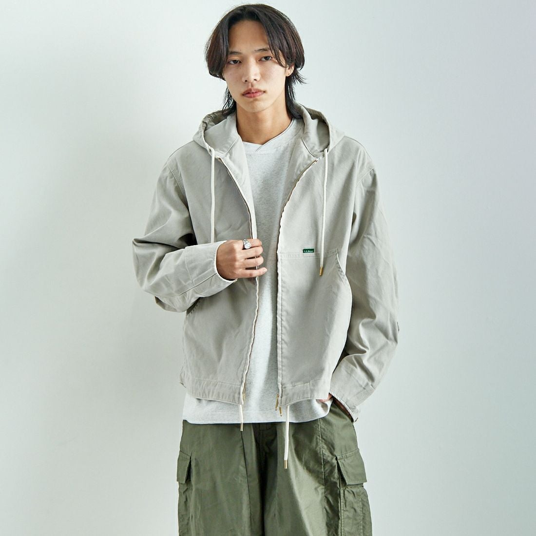 L.L.BEAN [エルエルビーン] Bean's プロスペクトハーバー フーディージャケット [5175-9046] 29 GREY &&モデル身長：179cm 着用サイズ：L&&
