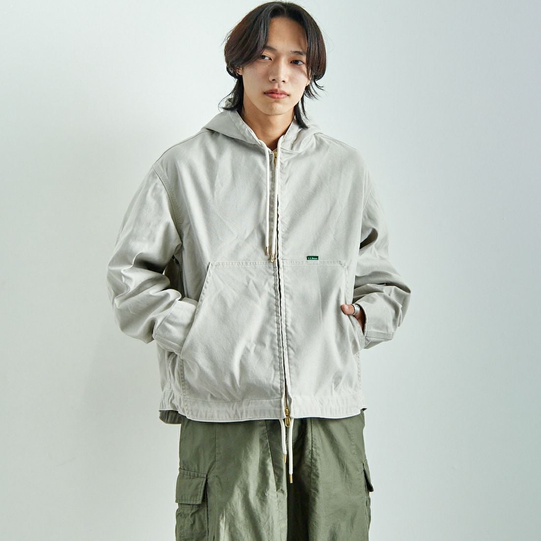 L.L.BEAN [エルエルビーン] Bean's プロスペクトハーバー フーディージャケット [5175-9046] 29 GREY &&モデル身長：179cm 着用サイズ：L&&
