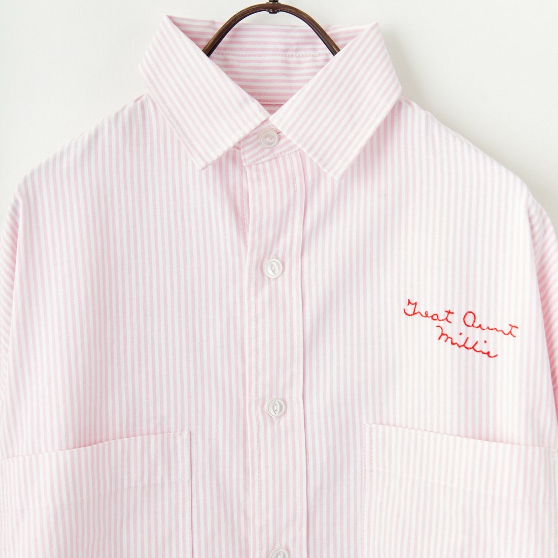 PAY DAY [ペイデイ] 別注 ランダムロゴ刺繍 ビッグシルエットシャツ [PD25-SH-IN5-JF] WHT/PNK