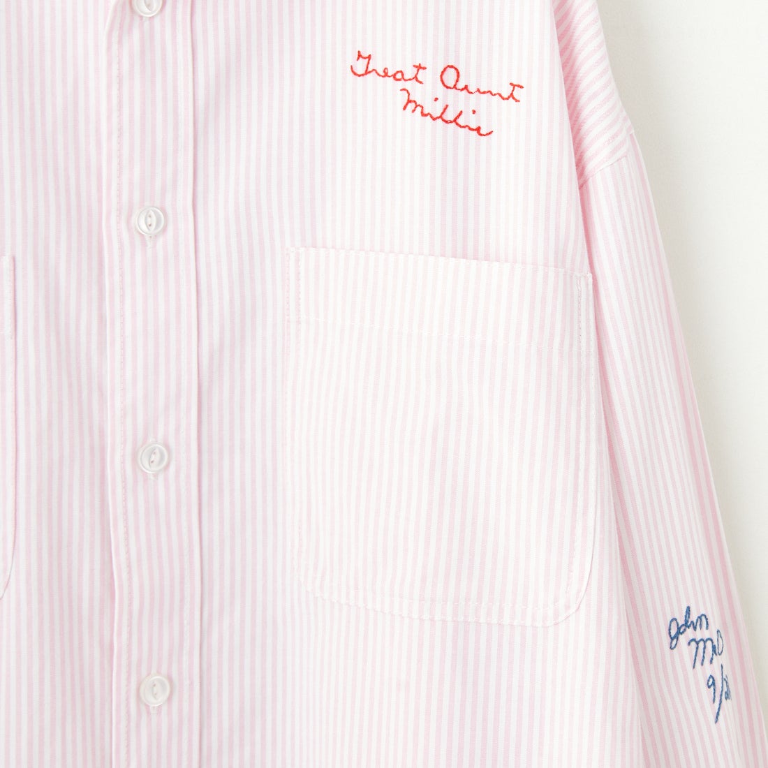 PAY DAY [ペイデイ] 別注 ランダムロゴ刺繍 ビッグシルエットシャツ [PD25-SH-IN5-JF] WHT/PNK